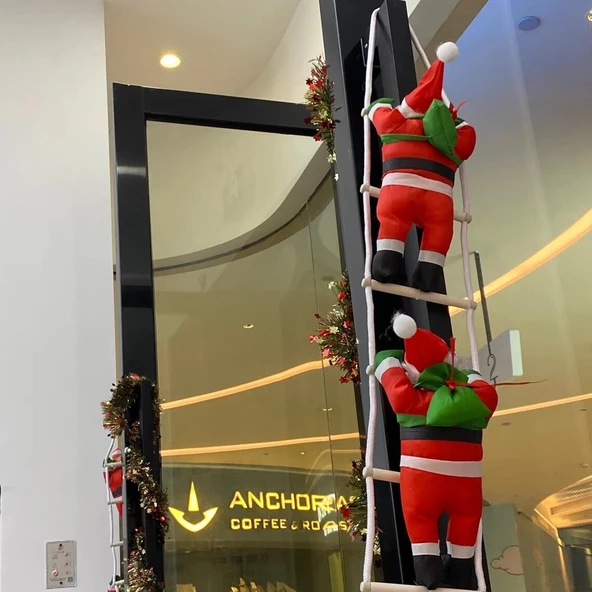 70 CM 2Lİ MERDİVENE TIRMANAN NOEL BABA YILBAŞI SÜSÜ YILBAŞI ÇAM AĞACI SÜSLERİ VİTRİN NOEL SÜSLERİ - Resim 3