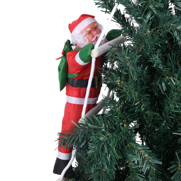 58 CM MERDİVENE TIRMANAN NOEL BABA BÜYÜK BOY YILBAŞI ÇAM AĞACI SÜSLERİ YILBAŞI SÜSÜ VİTRİN SÜSLERİ - 3