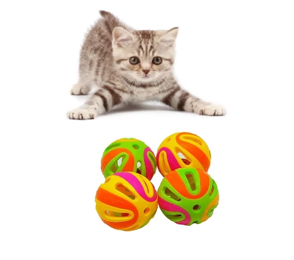 Çıngıraklı Kedi Oyun Topu 5 Cm 4 Adet