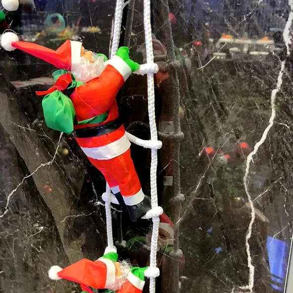 87 CM 2Lİ MERDİVENE TIRMANAN NOEL BABA YILBAŞI SÜSÜ VİTRİN NOEL SÜSLERİ YILBAŞI ÇAM AĞACI SÜSLERİ - Resim 5