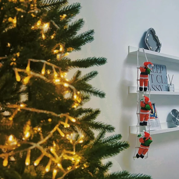 96 CM 3LÜ MERDİVENE TIRMANAN NOEL BABA YILBAŞI ÇAM AĞACI SÜSLERİ YILBAŞI SÜSÜ VİTRİN NOEL SÜSLERİ - Resim 3