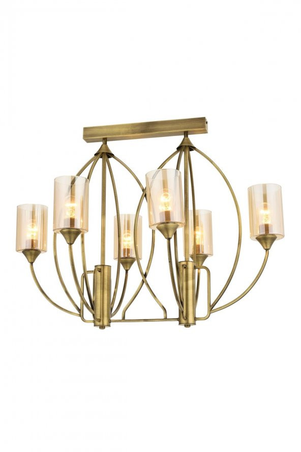 AVONNI AV-1660-6E-YM Eskitme Kaplama Modern Avize E27 Metal Cam 84x57cm