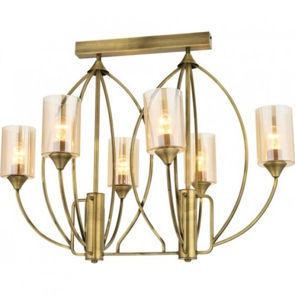 AVONNI AV-1660-6E-YM Eskitme Kaplama Modern Avize E27 Metal Cam 84x57cm - 2