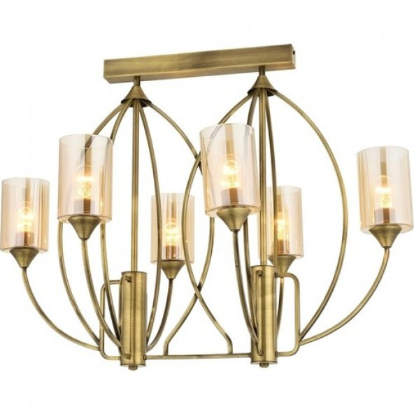 AVONNI AV-1660-6E-YM Eskitme Kaplama Modern Avize E27 Metal Cam 84x57cm - 6