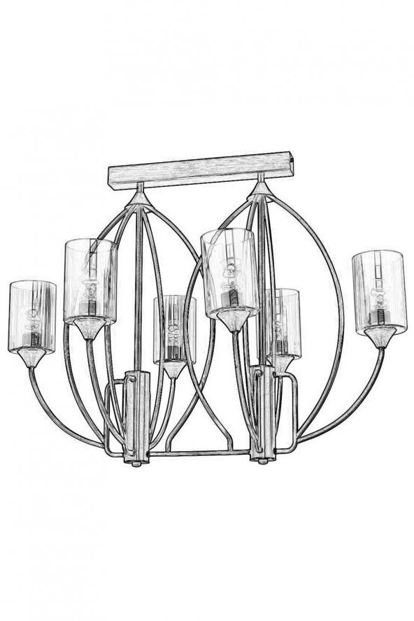 AVONNI AV-1660-6E-YM Eskitme Kaplama Modern Avize E27 Metal Cam 84x57cm - 9