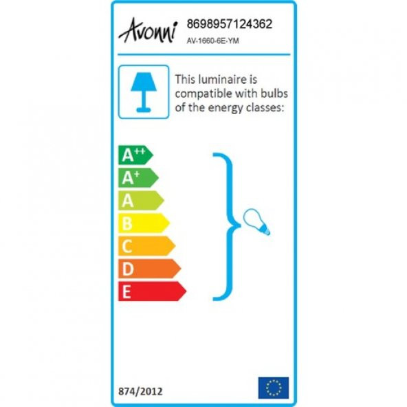AVONNI AV-1660-6E-YM Eskitme Kaplama Modern Avize E27 Metal Cam 84x57cm - 12