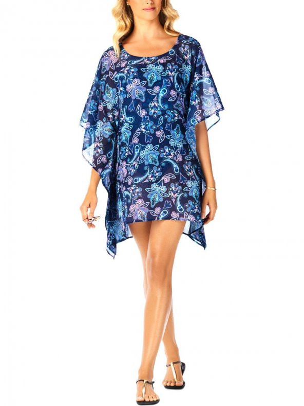 Lacivert Çiçek Desenli Tunik