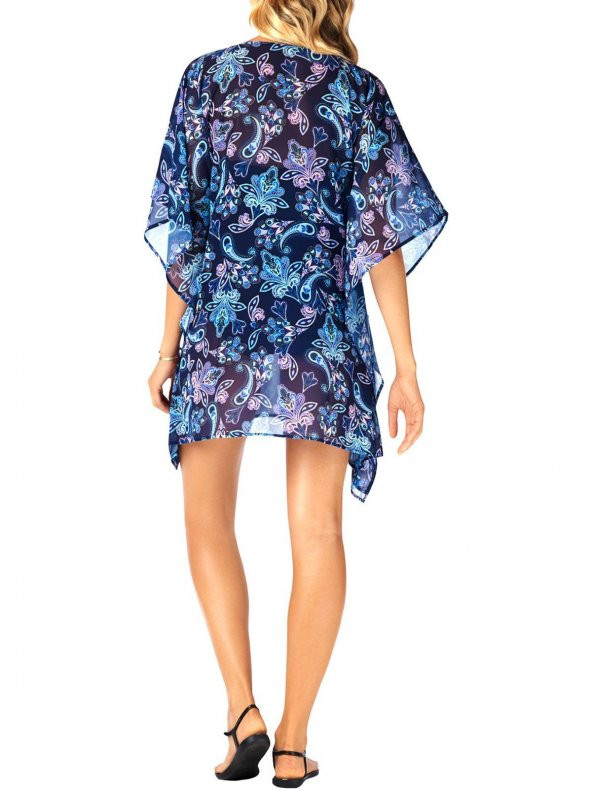 Lacivert Çiçek Desenli Tunik - 2