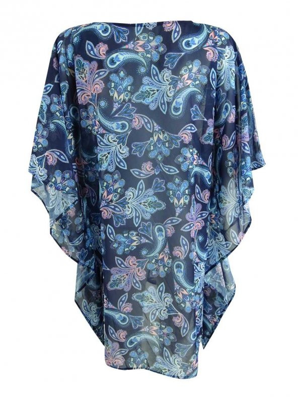 Lacivert Çiçek Desenli Tunik - 4