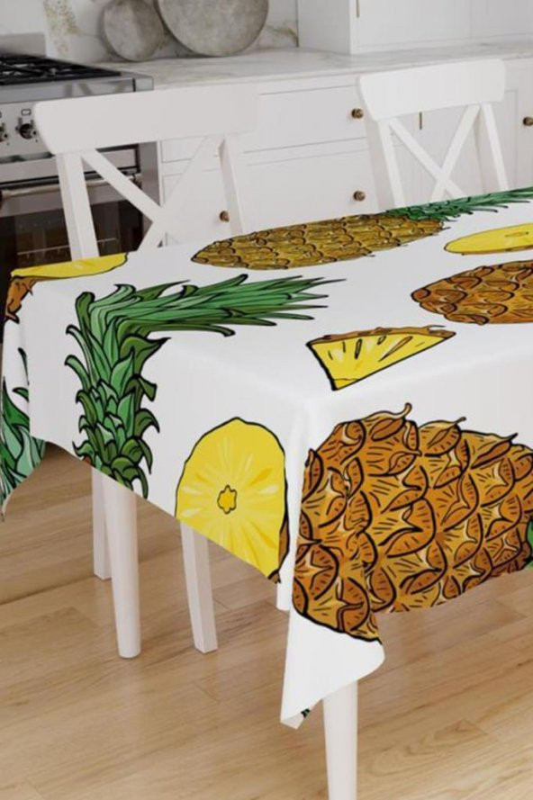 Çeyizdiyarı Dijital Baskı Pine Masa Örtüsü Beyaz - 2