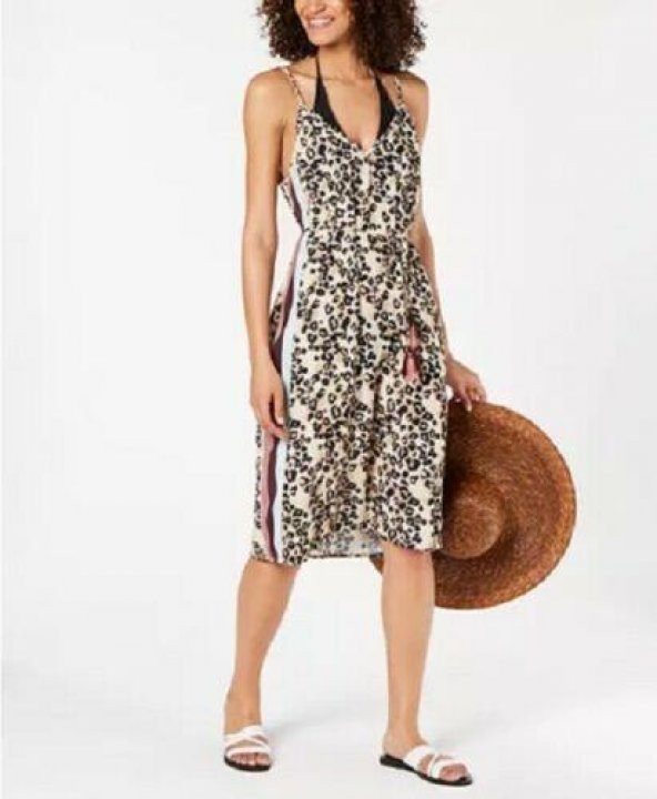 Leopar Baskılı Plaj Elbisesi