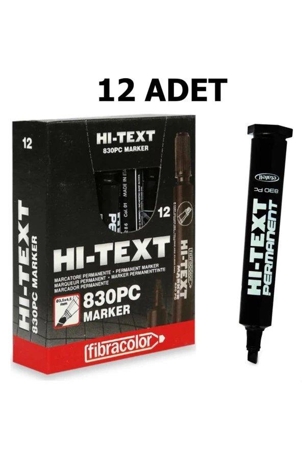 Hi-Text Markör Kesik Uçlu Siyah 830PC (12 Li Paket)