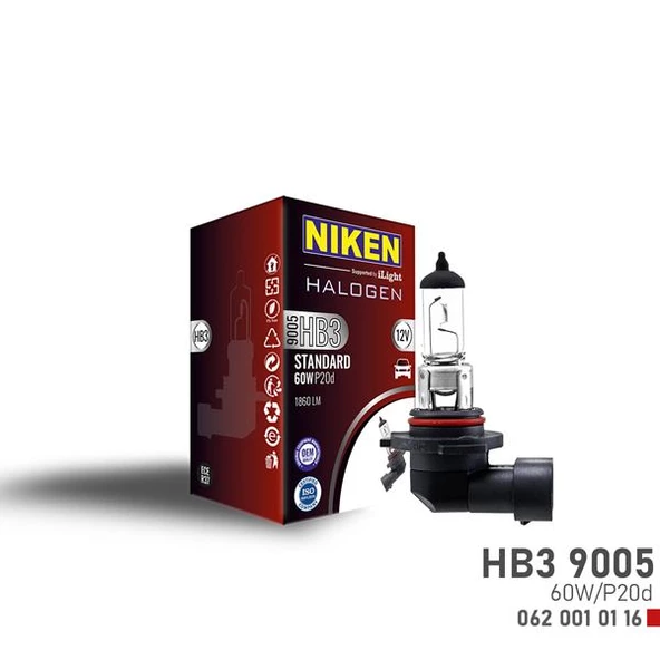 NIKEN 9005 HB3 60W HALOJEN AMPUL P20d 12V