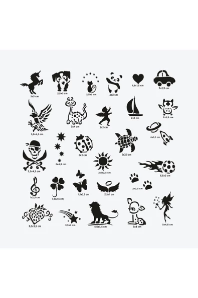 Wonderland City Pack Spray Tattoo Geçici Dövme Seti 28 Desen 1 Siyah Sprey - 2