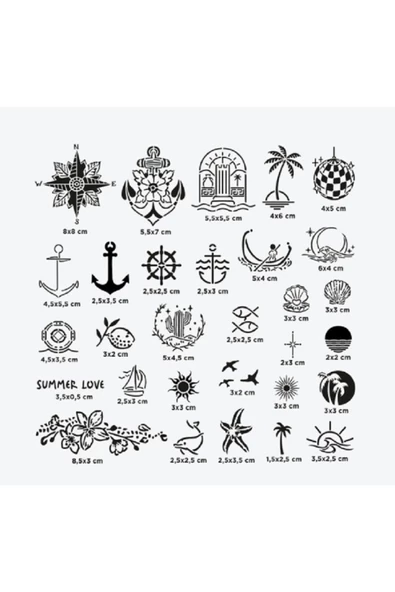 Bodrum City Pack Spray Tattoo Geçici Dövme Seti 30 Desen 1 Siyah Sprey - Resim 3