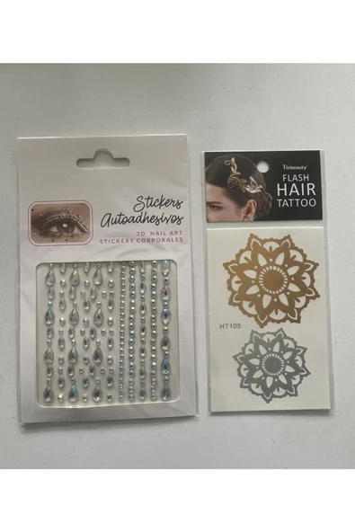 Face Gems Yapışkanlı Yüz Taşı ve Saç Dövmesi Aksesuar Seti