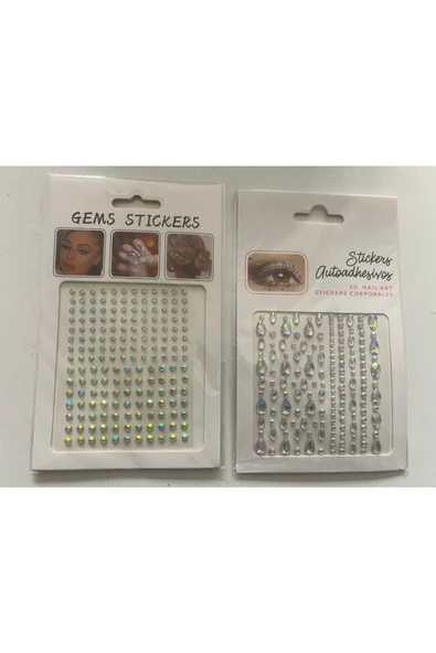 2 Kartela Birden Face Gems Yapışkanlı Yüz Taşı Seti - 2