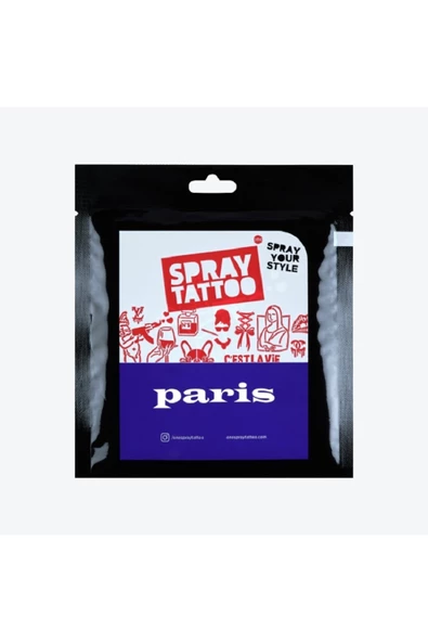 Paris City Pack Spray Tattoo Geçici Dövme Seti 12 Desen 1 Sprey - Resim 3