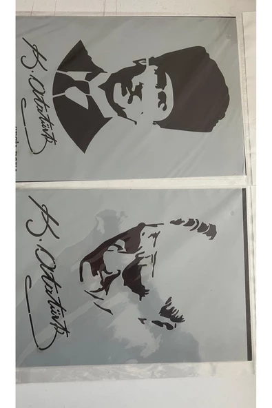 Büyük Boy Atatürk Stencil Kalıp 2 Adet Birden