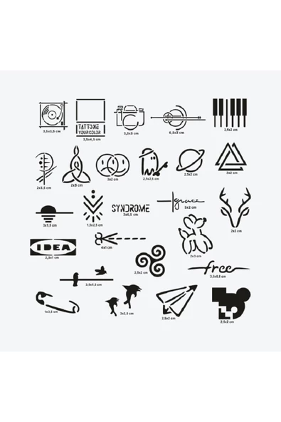 Stockholm City Pack Geçici Dövme Şablon Seti 26 Desen Spreysiz Sadece Şablon