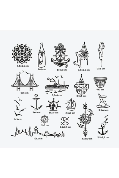 İstanbul City Pack Spray Tattoo Geçici Dövme Seti 19 Desen 1 Siyah Sprey - 3