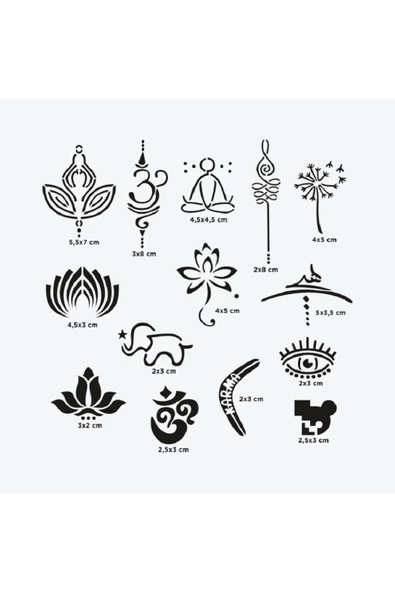 Goa City Pack Geçici Dövme Şablon Seti 14 Desen Spreysiz Sadece Şablon