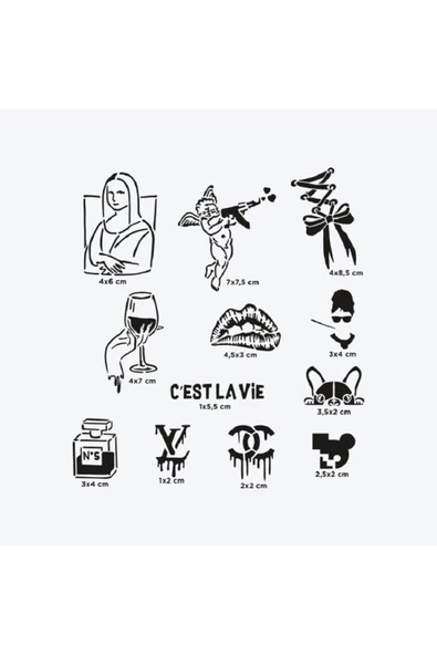 Paris City Pack Spray Tattoo Geçici Dövme Seti 12 Desen 1 Sprey - Resim 2