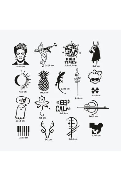 Stemix Tanışma Paketi Dövme Şablon Seti ve Siyah Sprey ve 18 şablon - 2