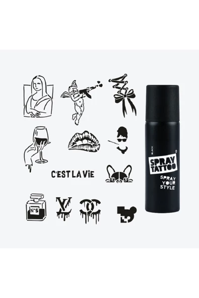Paris City Pack Spray Tattoo Geçici Dövme Seti 12 Desen 1 Sprey ürün görseli 1