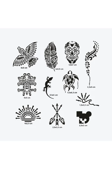 Tulum City Pack Spray Tattoo Geçici Dövme Şablon Seti 10 Desen 1 Sprey - 2