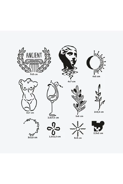 Ephesus City Pack Spray Tattoo Geçici Dövme Seti 11 Desen 1 Siyah Sprey - 2