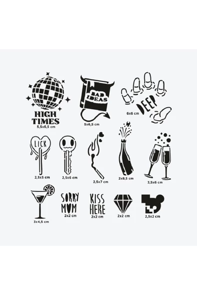 Ibıza City Pack Geçici Dövme Şablon Seti 13 Desen Spreysiz Sadece Şablon ürün görseli 1