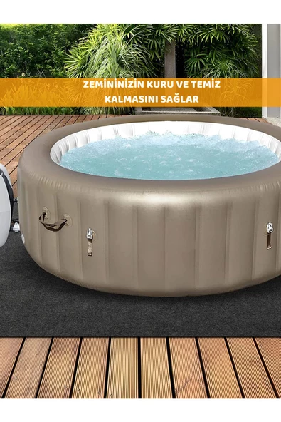Havuz Altı Halısı Su Geçirmez Yıkanabilir Emici Dayanıklı Koruyucu Havuz Matı Antrasit (183x188) - 5