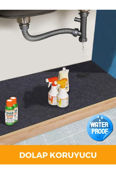 Lavabo Altı Matı Sıvı Geçirmez Kaymaz Taban Evye Dolap Paspası 60x76 cm - 3