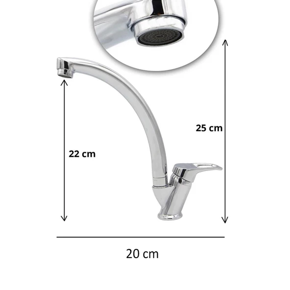 Kuğu Batarya Duş Bulaşık Musluğu Lavabo Banyo Mutfak Bataryası Mermer Üstü Çift Su Giriş Evye - 3