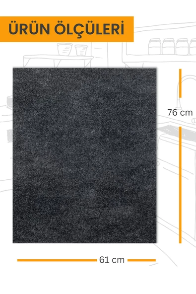 Lavabo Altı Matı Sıvı Geçirmez Kaymaz Taban Evye Dolap Paspası 60x76 cm - 5