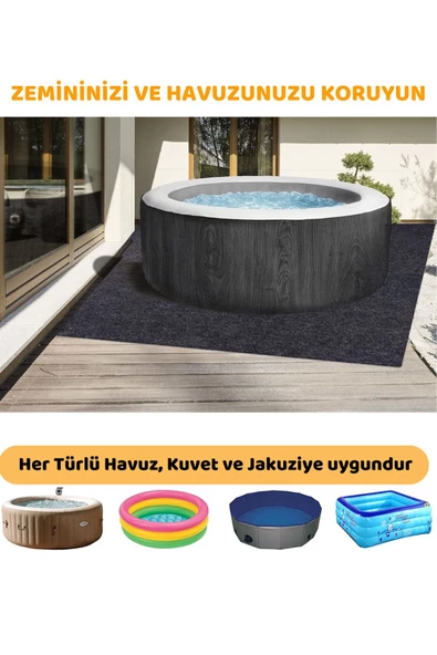 Havuz Altı Halısı Su Geçirmez Yıkanabilir Emici Dayanıklı Koruyucu Havuz Matı Antrasit (183x188) - 3