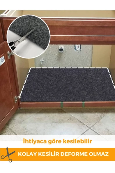 Lavabo Altı Matı Sıvı Geçirmez Kaymaz Taban Evye Dolap Paspası 60x76 cm - 4