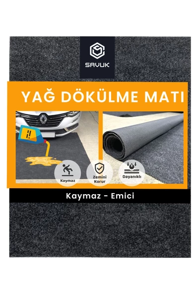 BEYLİNİ Kaymaz Yağ Matı Sıvı Geçirmez Emici Araç Altlığı Halısı Antrasit (183x188) - 6
