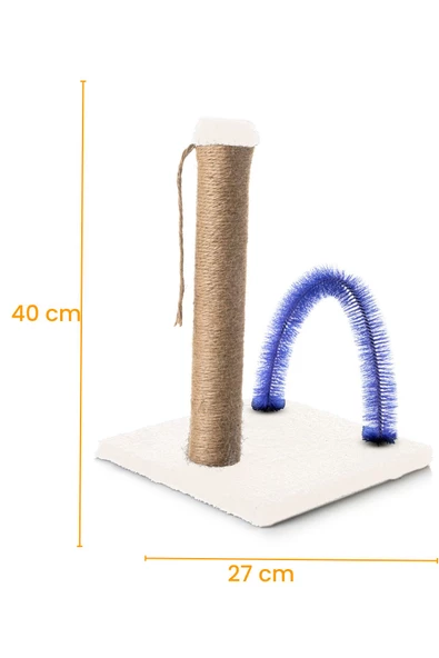 Kedi Tırmalama Tahtası Kedi Kaşınma Tahtası Peluş Kumaş Silinebilir Demonte 40cm Yükseklik (Krem) - 7