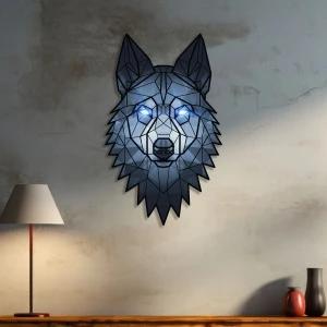 Blue Eyed Wolf | Renklendirilmiş Metal Tablo>