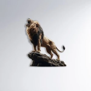 Roaring Lion | Renklendirilmiş Metal Tablo>