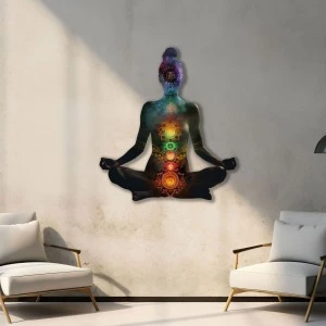 Meditating Woman | Renklendirilmiş Metal Tablo | >