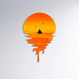 Sunset Landscape | Renklendirilmiş Metal Tablo>