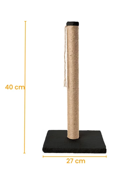 Çubuk Kedi Tırmalama Tahtası Peluş Kumaş Silinebilir Demonte 40 cm Siyah Renk - 6