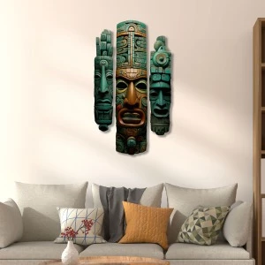 Aztec Totem Trio | Renklendirilmiş Metal Tablo>