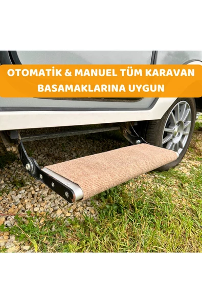 Dayanıklı Karavan Basamak Halısı  Kolay Temizlenebilir  Yırtılmaz Koruyucu Halı (58x50 - Deve Tüyü) - 2