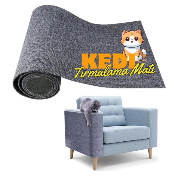 Kedi Tırmalama Halısı Yapışkanlı Her Yüzeye Uygulanabilir Kesilebilir Mobilya Koruyucu Mat (40X100)