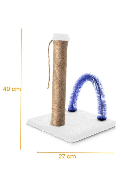 Kedi Tırmalama Tahtası Kedi Kaşınma Tahtası Peluş Kumaş Silinebilir Demonte 40cm Yükseklik (Beyaz) - 7