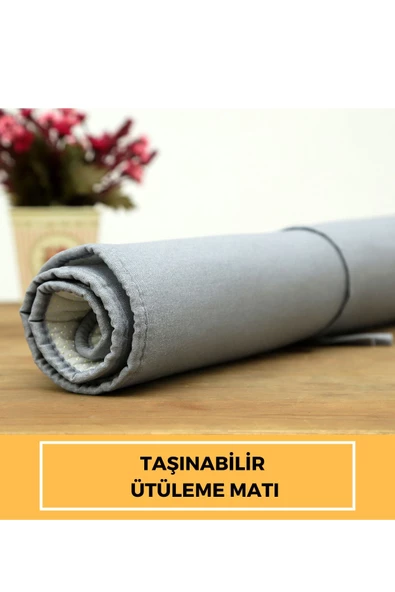 Ütüleme Matı Masası Kılıfı Örtüsü Bezi Keçeli Süngerli 53x71 Cm Gri - 4